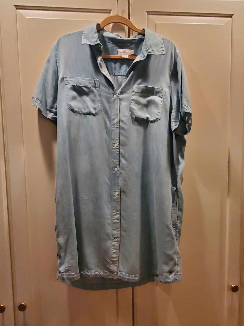 Vineyard Vines Light Blue Chambray Mini Shirt Dress
